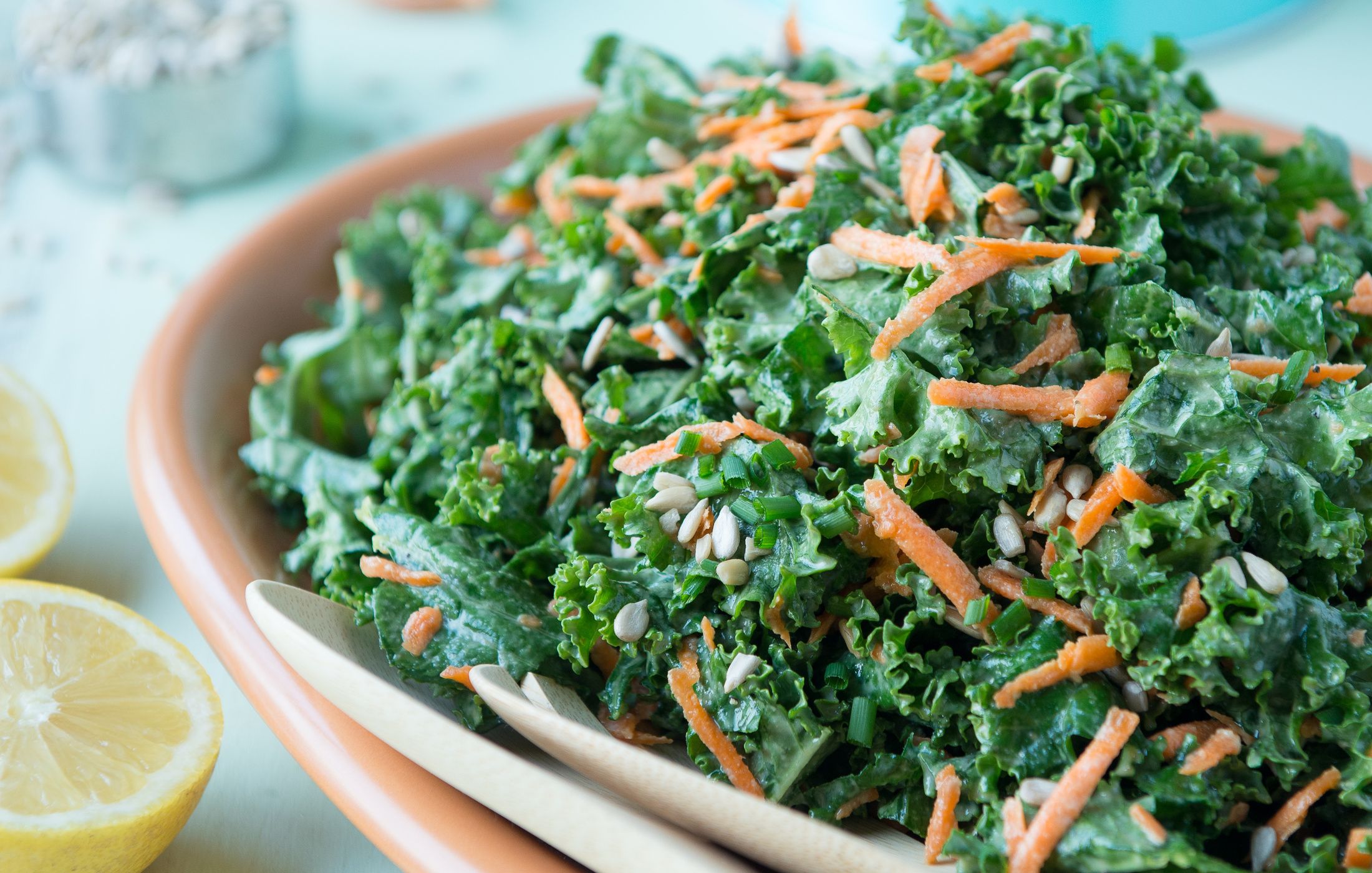 Raw Kale Salad with Lemon Tahini Dressing